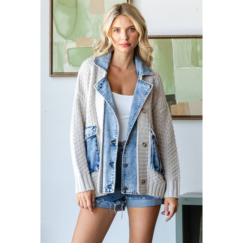 The Denim Layered Knit Jacket