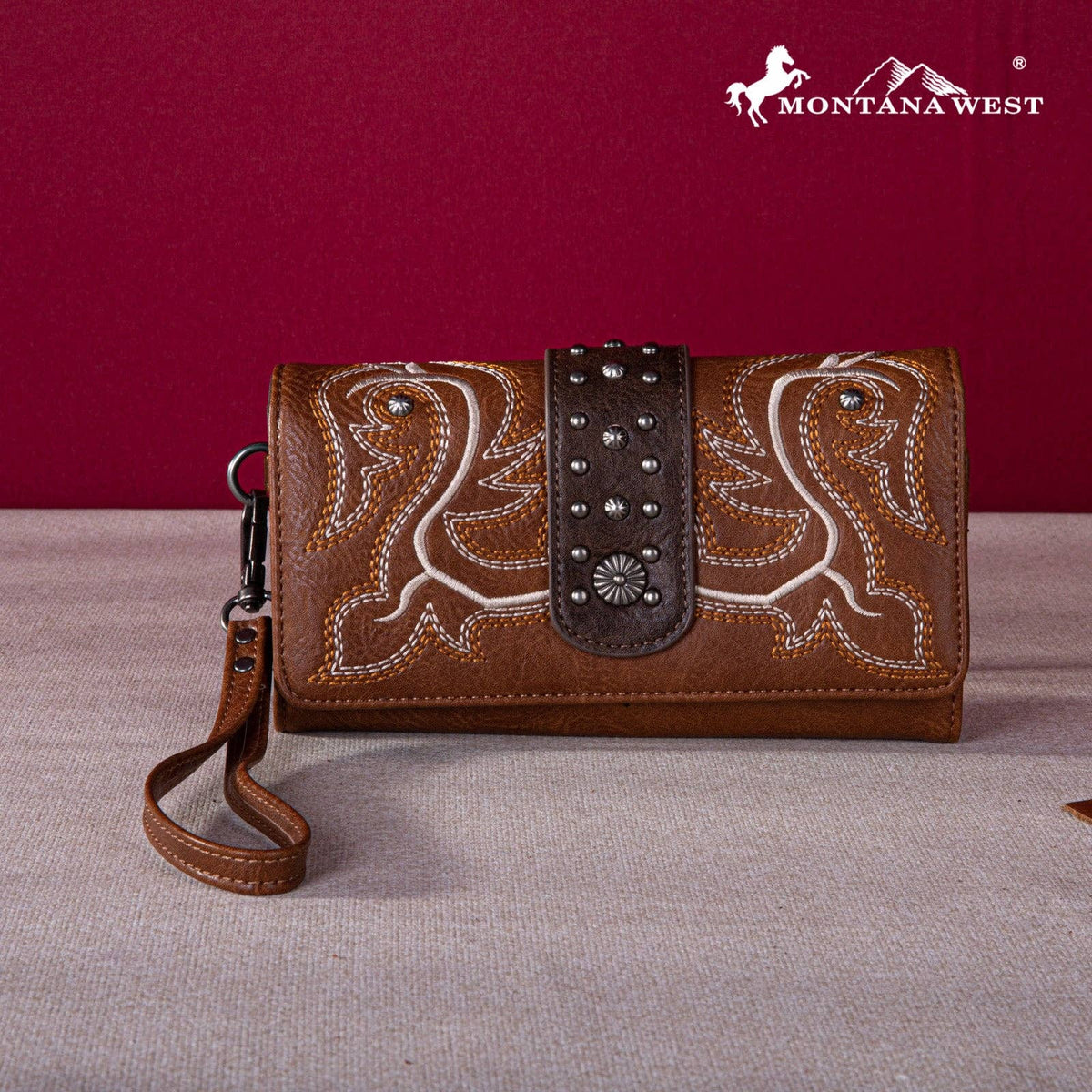 Montana West Embroidered Collection Wallet: Brown