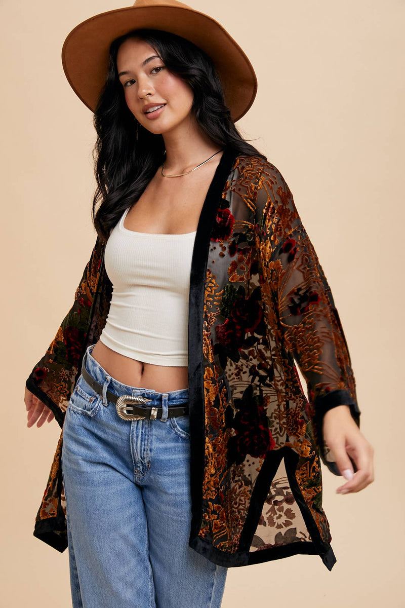 The Burnout Velvet Kimono