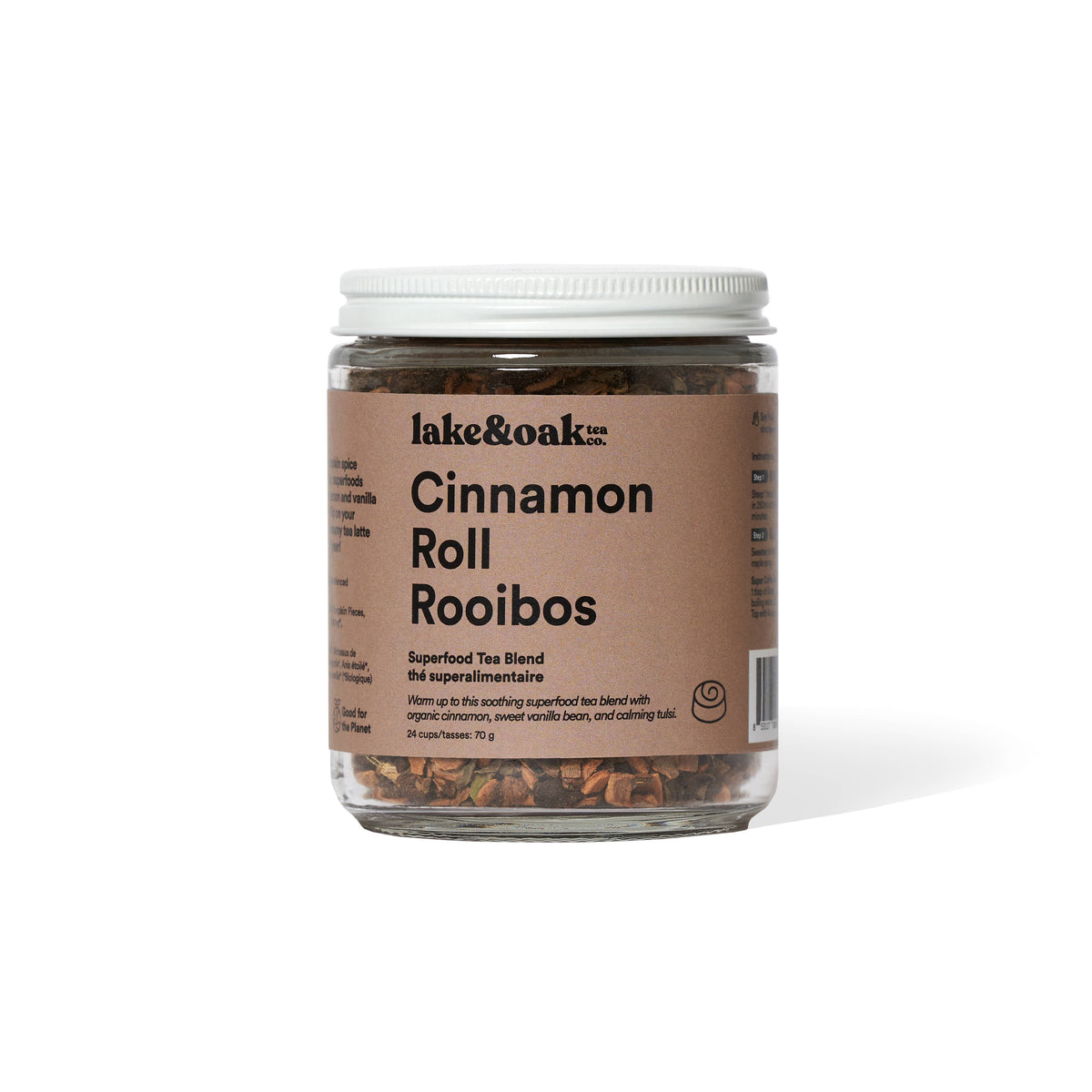 Lake & Oak Tea Co. - Cinnamon Roll Rooibos - Superfood Tea Blend: Retail Glass Jar