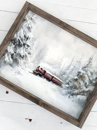 Ashwood Designs - Christmas Train Print: Dark Walnut / 11x9