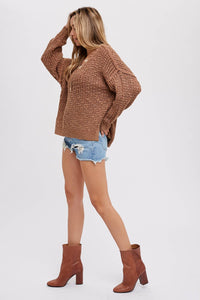 Thermal Henely Sweater Top - Mocha