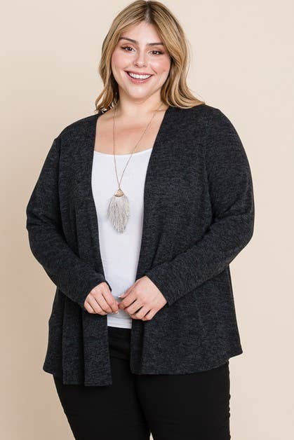 Two Tone Black Cardigan - Plus