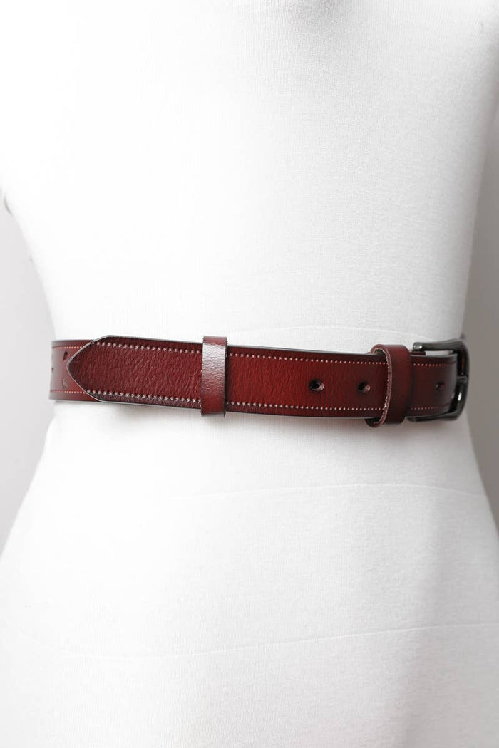 Petal Punch Out Leather Belt: Brown