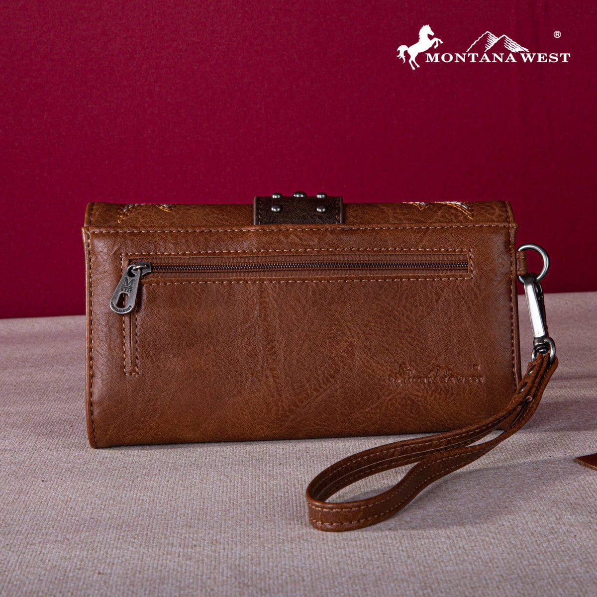 Montana West Embroidered Collection Wallet: Brown