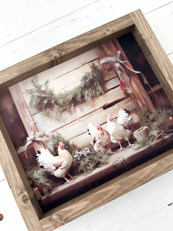 Ashwood Designs - Christmas Chickens: Dark Walnut / 9x11