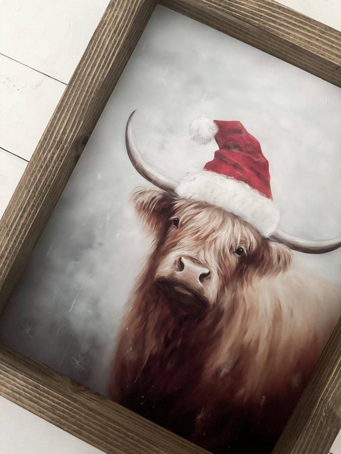 Ashwood Designs - Christmas Highland Cow: Dark Walnut / 9x11