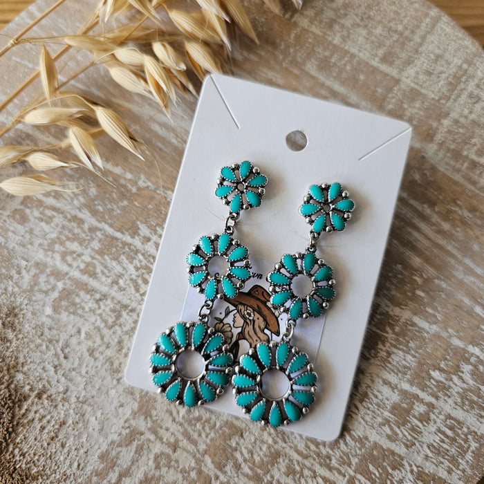 Western Drop Casting Earrings-Turquoise