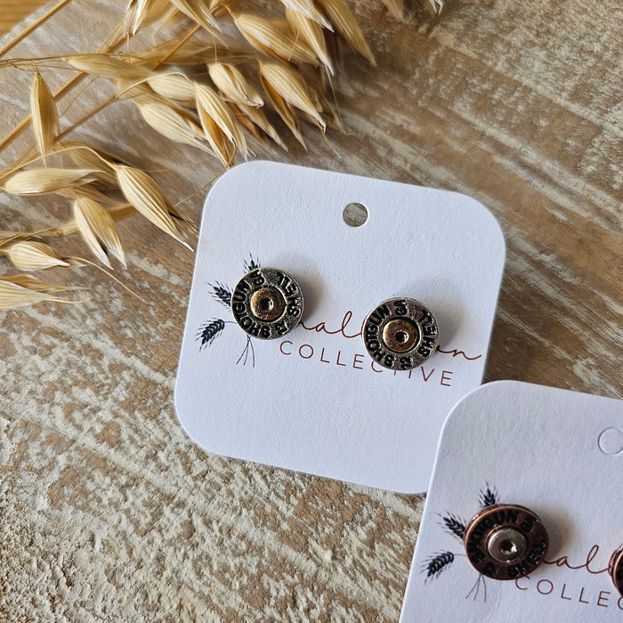 Shotgun Shell Earrings: Silver