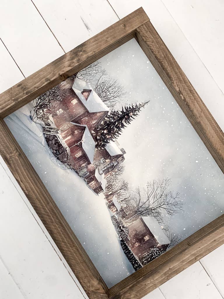 Ashwood Designs - Snowy Village Print: Dark Walnut / 11x9