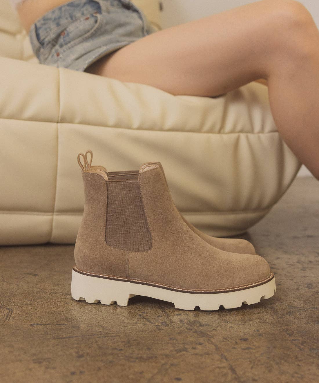 The Gianna Khaki Chunky Sole Boot