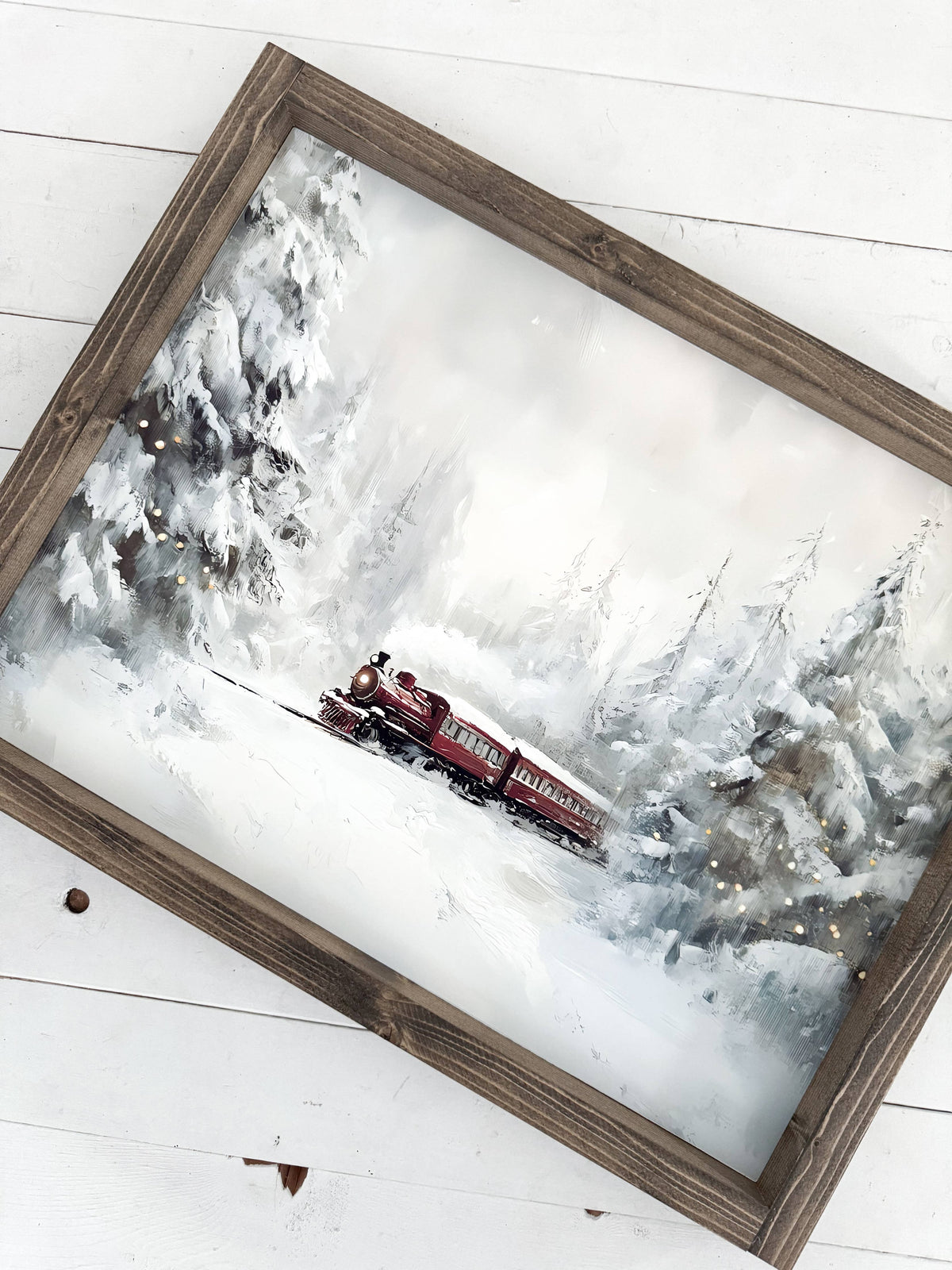 Ashwood Designs - Christmas Train Print: Dark Walnut / 11x9