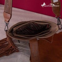 Montana West Embroidered Fringe Bag: Brown