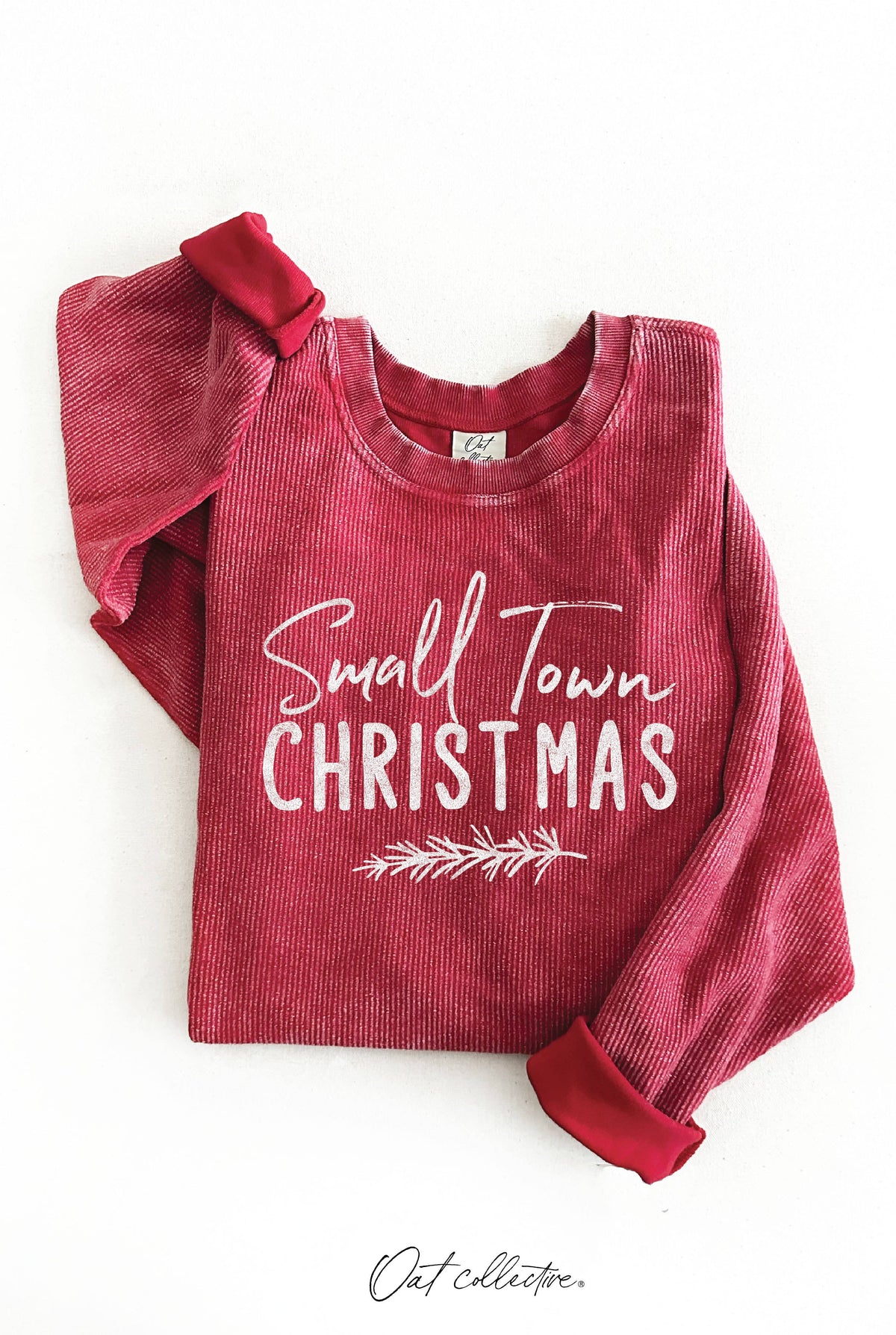 Small Town Christmas Thermal Vintage Pullover - Washed Cranberry