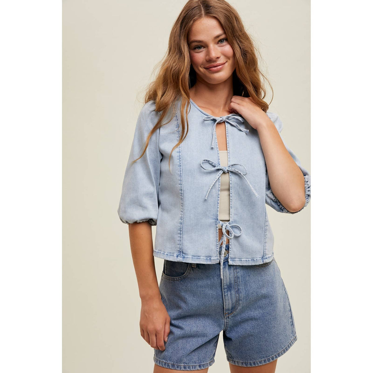 Self Tie Denim Top