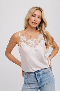 Silky Lace Cami-Pearl