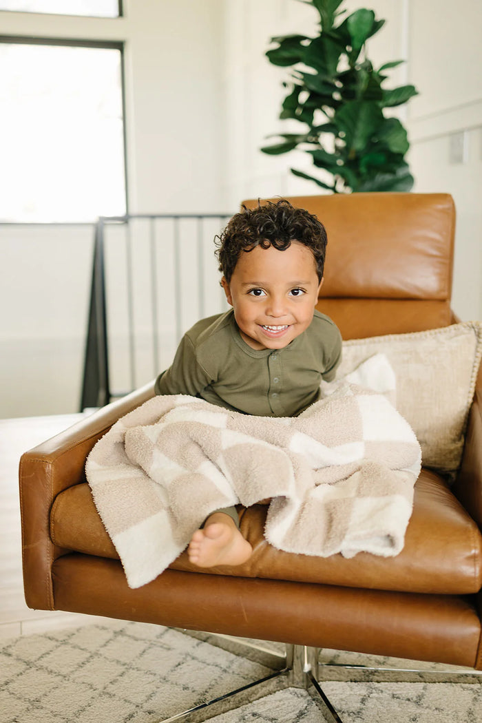 Plush Blanket - Taupe Checkered - Baby