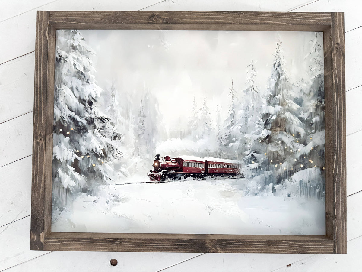 Ashwood Designs - Christmas Train Print: Dark Walnut / 11x9