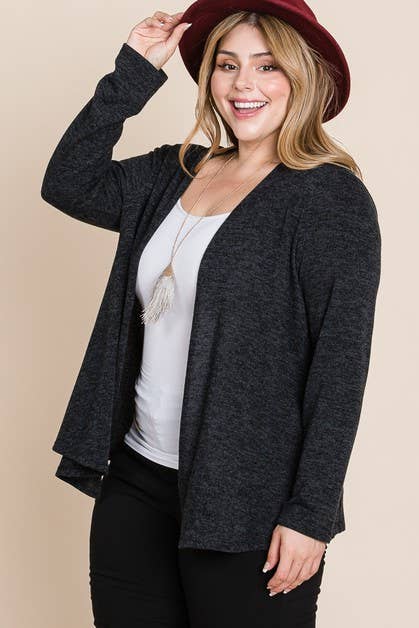 Two Tone Black Cardigan - Plus