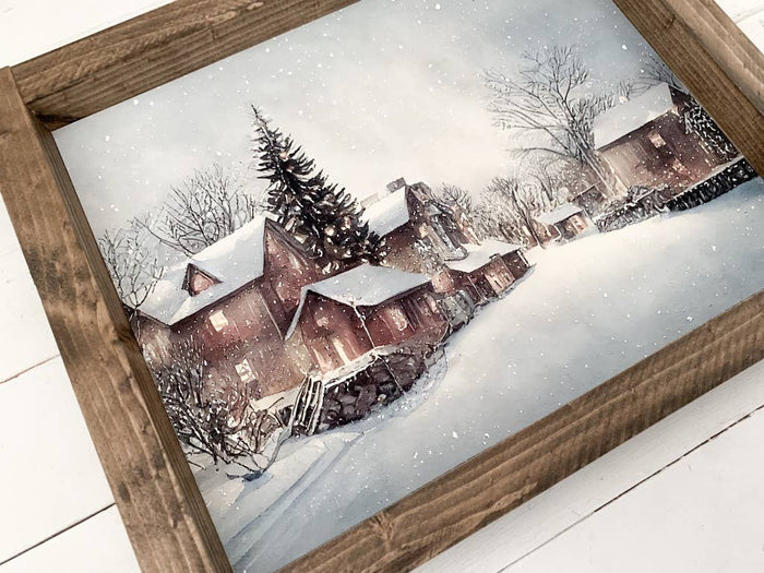 Ashwood Designs - Snowy Village Print: Dark Walnut / 11x9