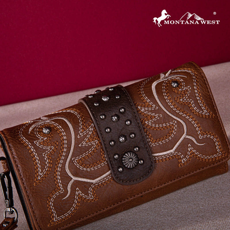 Montana West Embroidered Collection Wallet: Brown