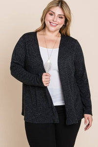 Two Tone Black Cardigan - Plus