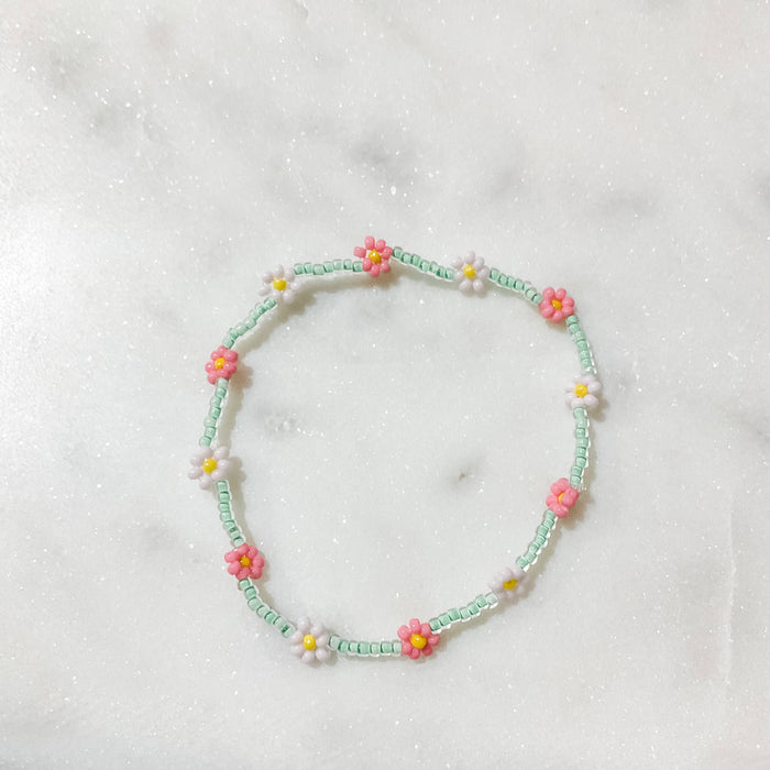 Dainty Daisy Bead Co. - Spring Daisies Dual Pink Bracelet/Anklet: 16cm (adult regular)