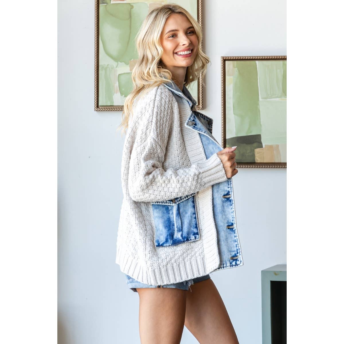 The Denim Layered Knit Jacket