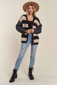 The Riley Denim Sleeve Striped Cardi