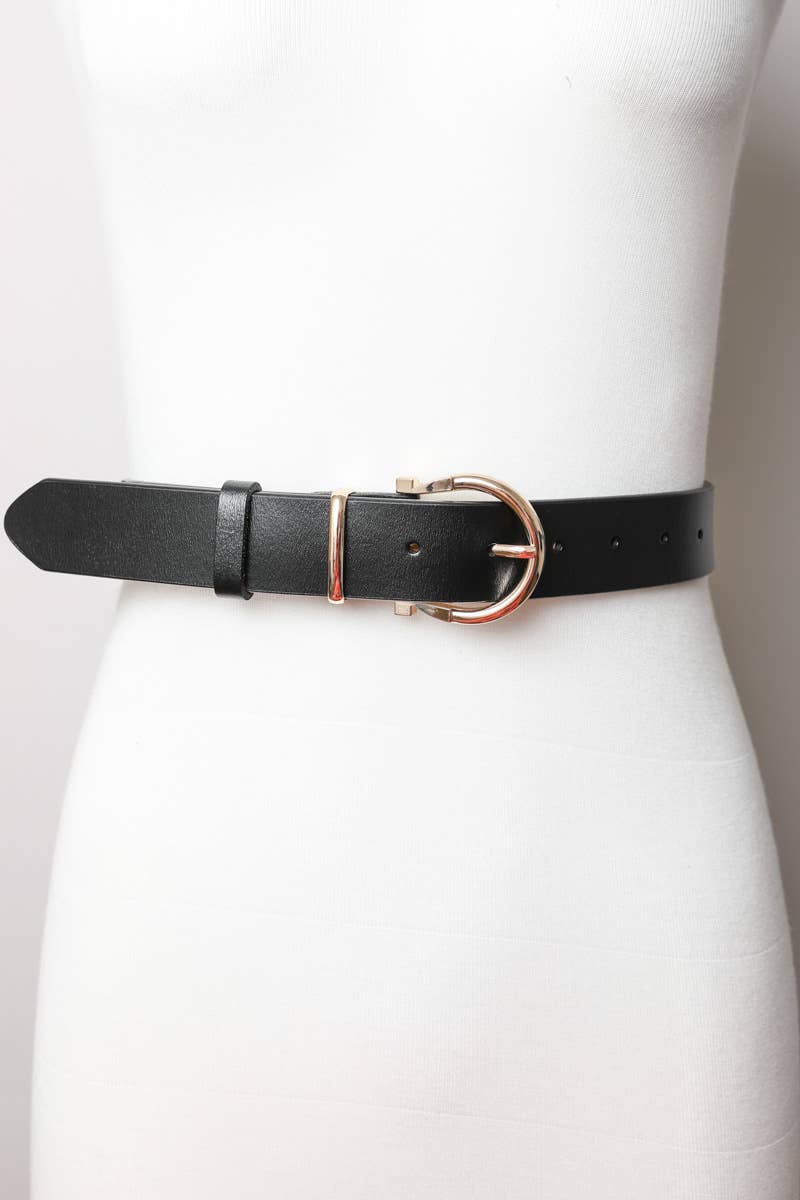 Horseshoe Gold Buckle Belt: Brown