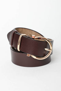 Horseshoe Gold Buckle Belt: Brown