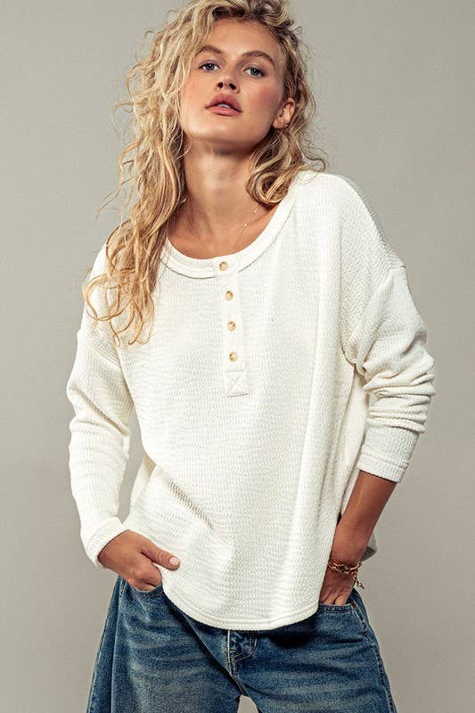 The Henley Long Sleeve-Cream