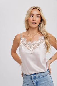 Silky Lace Cami-Pearl