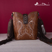 Montana West Embroidered Fringe Bag: Brown