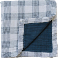 Mebie Baby Coastal Plaid + Navy Muslin Quilt