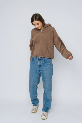 Orb Quinn Half Zip Sherpa Latte Pullover