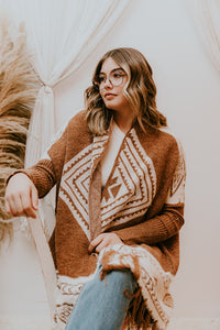 Tribal Knit Poncho Cardi