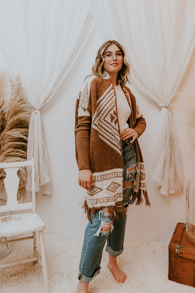 Tribal Knit Poncho Cardi