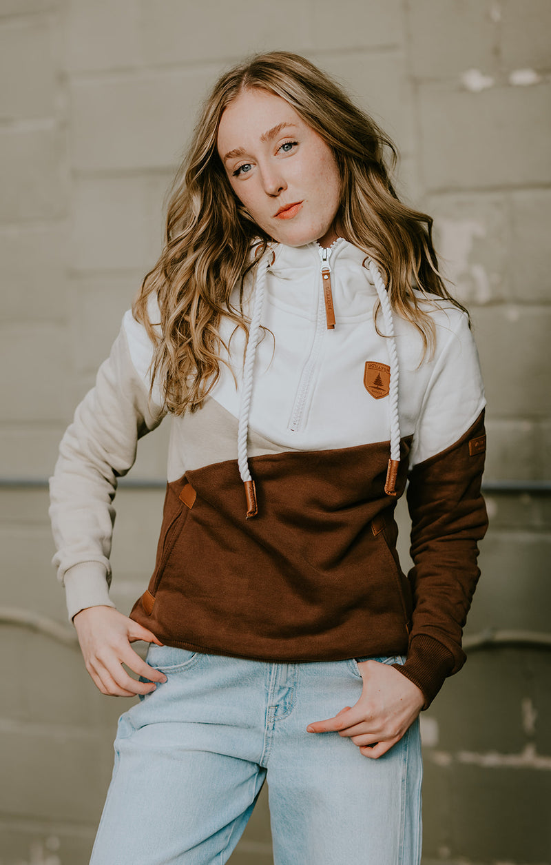 Wanakome Roxy Mahogany Mix Half-Zip Hoodie