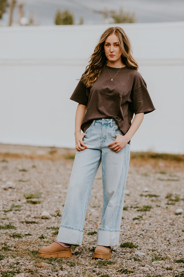 Brunette the Label Boxy Tee, Wash Grey