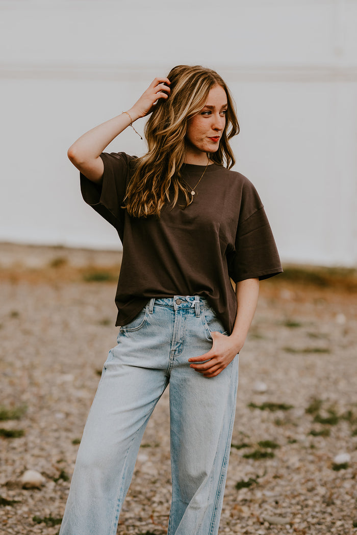 Brunette the Label Boxy Tee, Wash Grey