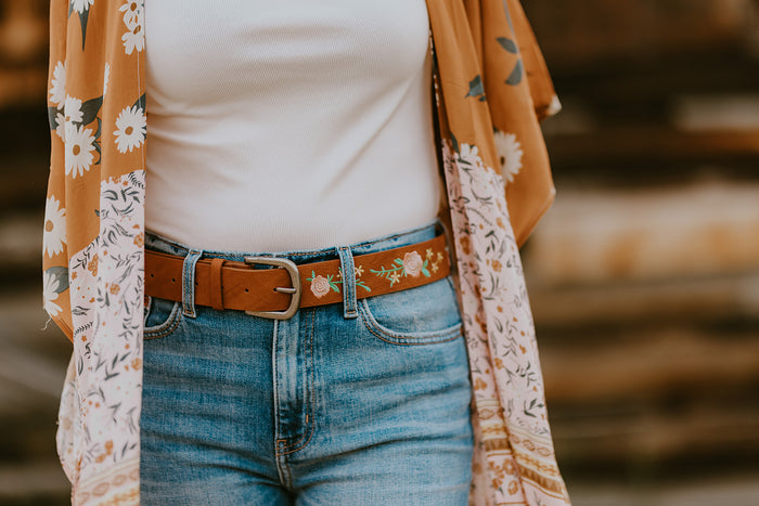 Floral Embroidered Belt