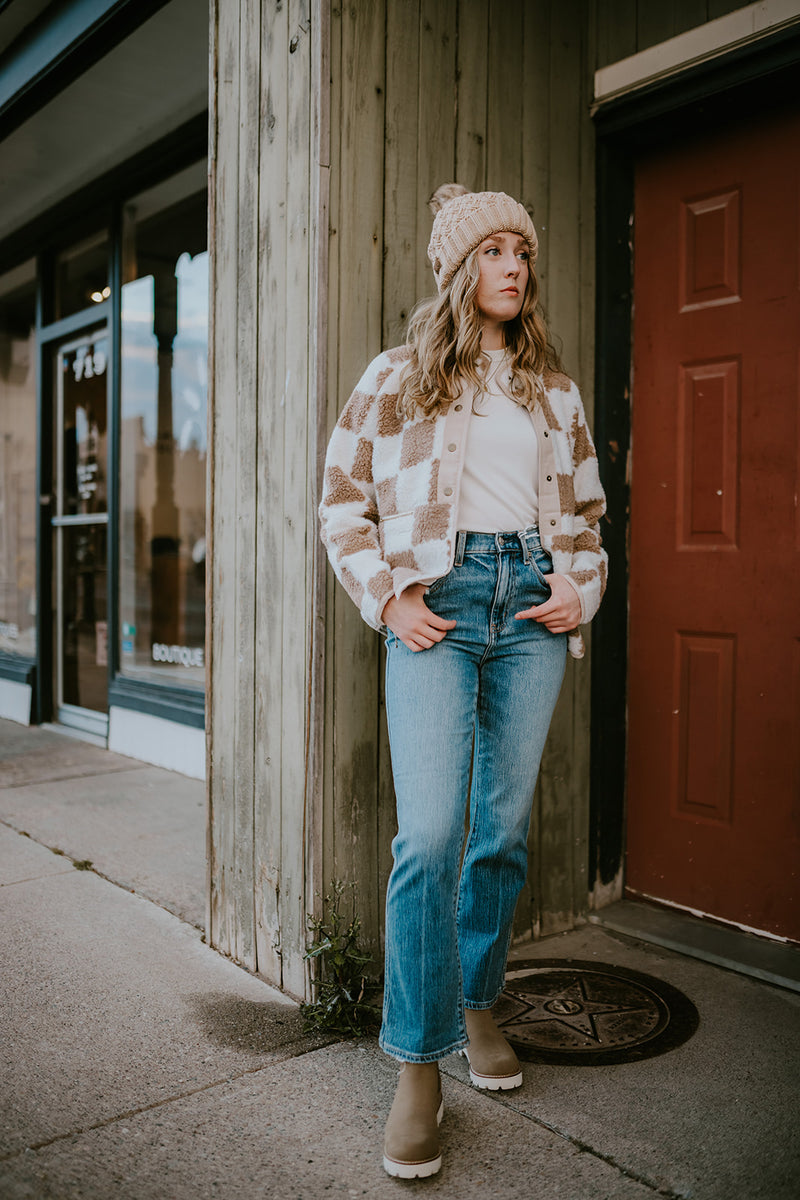 Checkerboard Sherpa Jacket