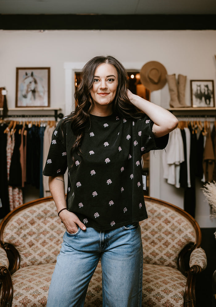 Brunette the Label All Over Flower Boxy Tee