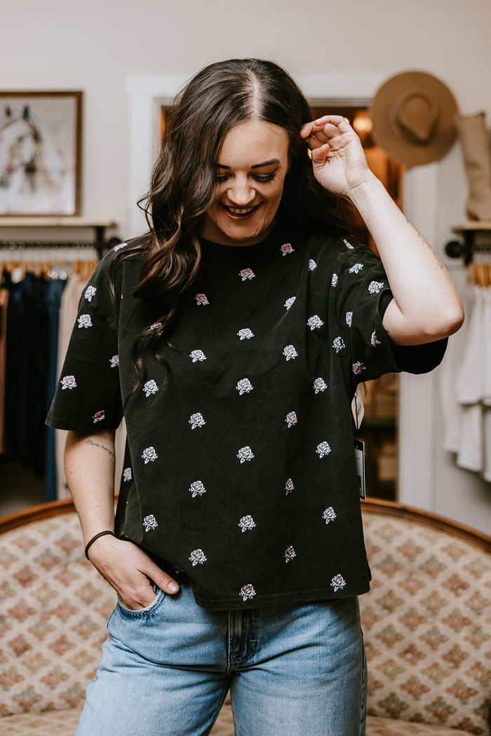 Brunette the Label All Over Flower Boxy Tee