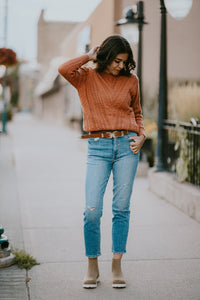 Papillon V Cable Knit Sweater