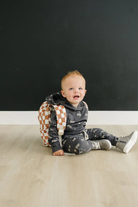 Mebie Baby Rust Wavy Check Mini Backpack