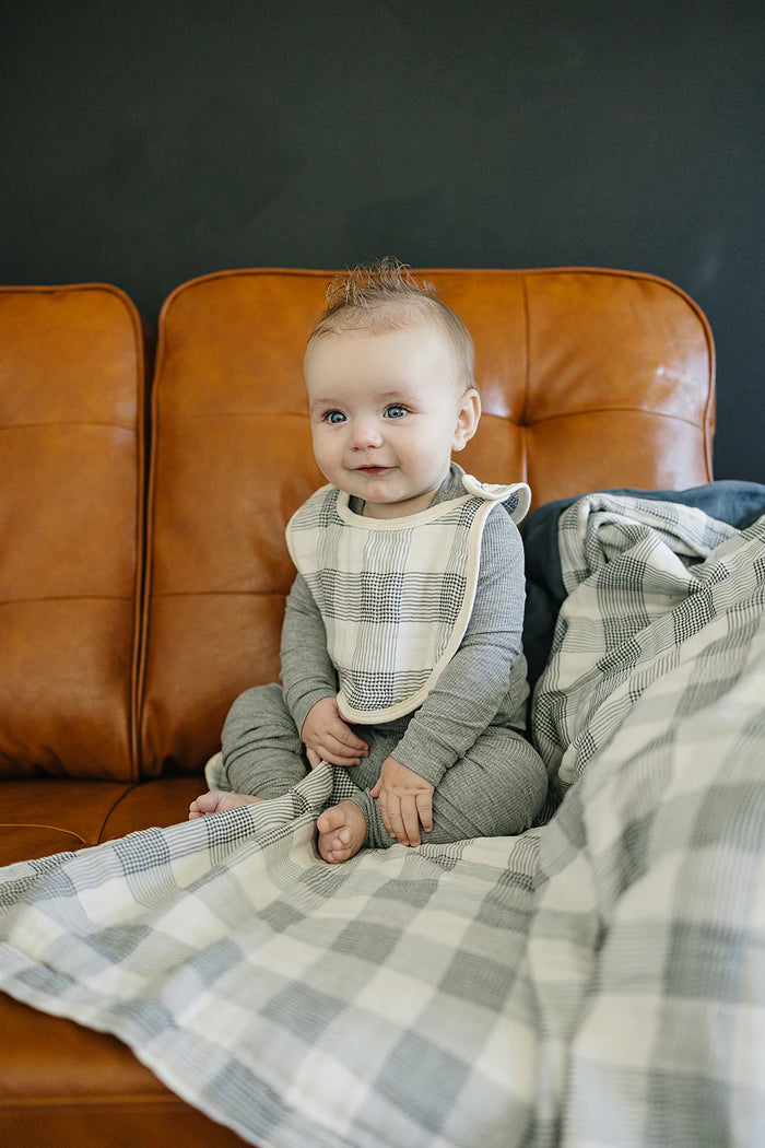 Mebie Baby Coastal Plaid + Navy Muslin Quilt