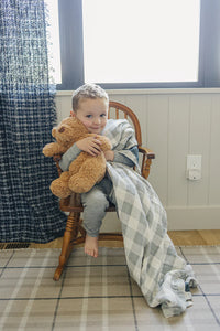 Mebie Baby Coastal Plaid + Navy Muslin Quilt