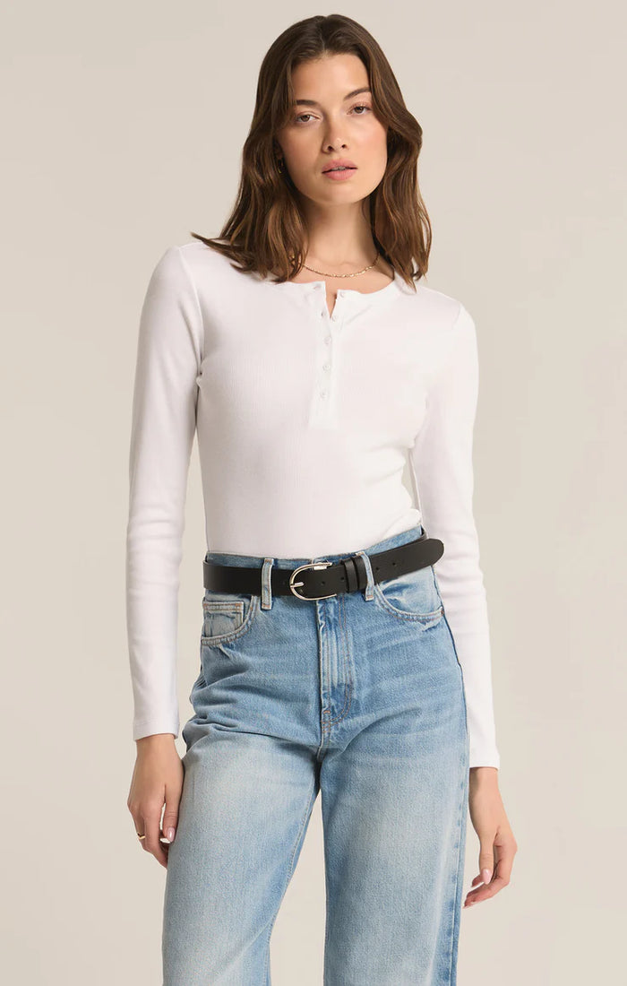 Z Supply Henley Bodysuit - White